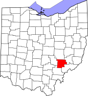 Map of Ohio highlighting Morgan County