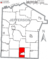 Map of Jefferson County, Pennsylvania Highlighting Young Township