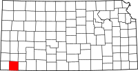 Map of Kansas highlighting Stevens County