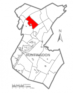 Map of Huntingdon County, Pennsylvania Highlighting Logan Township