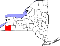 Map of New York highlighting Cattaraugus County