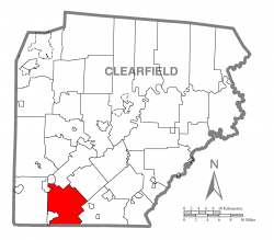 Map of Clearfield County, Pennsylvania highlighting Chest Township
