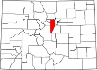 Map of Colorado highlighting Jefferson County