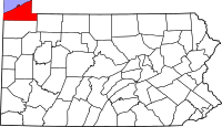Map of Pennsylvania highlighting Erie County