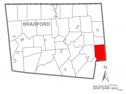 Map of Bradford County with Tuscarora Township highlighted