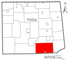 Map of Tioga County Highlighting Liberty Township