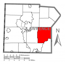 Location of Slippery Rock Township in Lawrence County