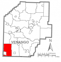 Map of Venango County, Pennsylvania highlighting Irwin Township