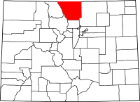 Map of Colorado highlighting Larimer County