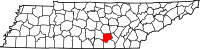 Map of Tennessee highlighting Grundy County