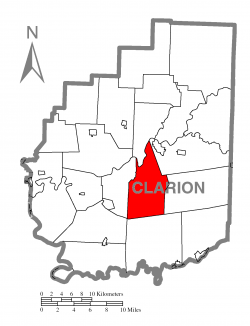 Map of Clarion County, Pennsylvania highlighting Monroe Township