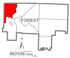 Map of Forest County, Pennsylvania highlighting Harmony Township