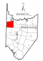 Map of Armstrong County, Pennsylvania highlighting Sugarcreek Township