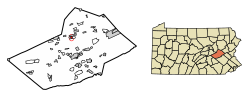 Location of Frackville in Schuylkill County, Pennsylvania.