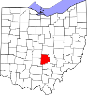 Map of Ohio highlighting Fairfield County