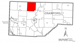 Location of Cussewago Township in Crawford County