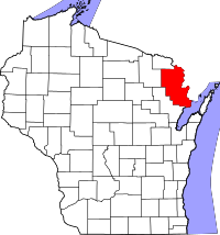 Map of Wisconsin highlighting Marinette County