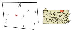 Location of Burlington in Bradford County, Pennsylvania.