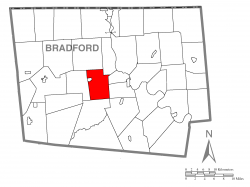 Map of Bradford County with Burlington Township highlighted