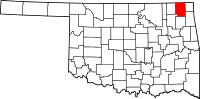 Map of Oklahoma highlighting Craig County