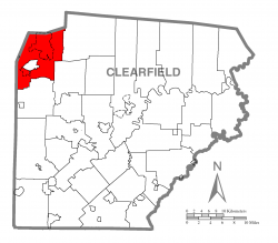 Map of Clearfield County, Pennsylvania highlighting Sandy Township