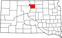 Map of South Dakota highlighting Walworth County