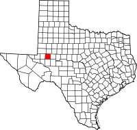 Map of Texas highlighting Midland County