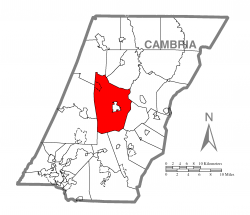 Map of Cambria County, Pennsylvania highlighting Cambria Township