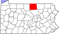 Map of Pennsylvania highlighting Tioga County