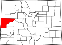 Map of Colorado highlighting Mesa County