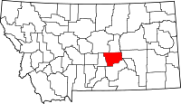 Map of Montana highlighting Musselshell County