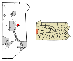Location of Ellwood City in Beaver County, Pennsylvania.