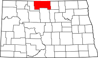 Map of North Dakota highlighting Bottineau County