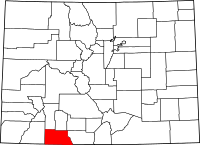 Map of Colorado highlighting Archuleta County