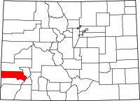 Map of Colorado highlighting San Miguel County