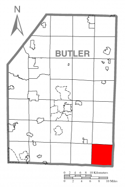 Map of Butler County, Pennsylvania highlighting Buffalo Township