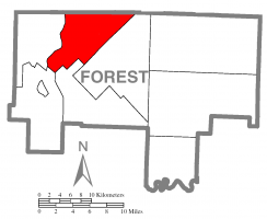 Map of Forest County, Pennsylvania highlighting Hickory Township