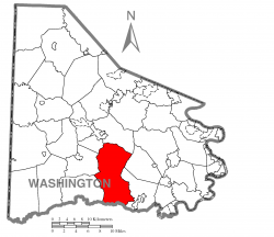 Map of Washington County, Pennsylvania highlighting Amwell Township