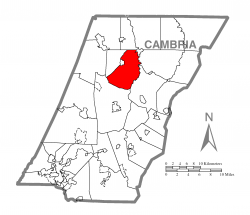 Map of Cambria County, Pennsylvania highlighting East Carroll Township