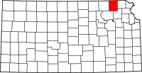 Map of Kansas highlighting Nemaha County