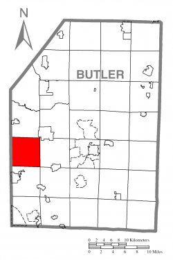 Map of Butler County, Pennsylvania highlighting Lancaster Township