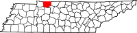 Map of Tennessee highlighting Montgomery County