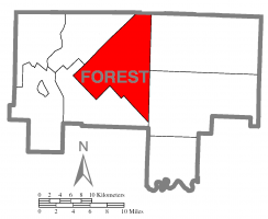 Map of Forest County, Pennsylvania highlighting Kingsley Township