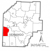 Map of Venango County, Pennsylvania highlighting Mineral Township