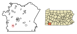 Location of Smithfield in Fayette County, Pennsylvania.