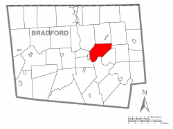 Map of Bradford County with Wysox Township highlighted