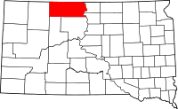 Map of South Dakota highlighting Corson County