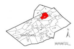 Map of Schuylkill County, Pennsylvania Highlighting Mahanoy Township