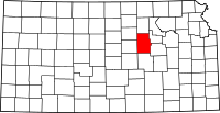 Map of Kansas highlighting Dickinson County