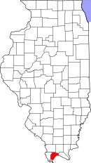 Map of Illinois highlighting Pulaski County